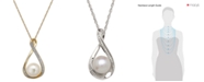 Macy's Cultured Freshwater Pearl (9mm) and Diamond Accent Pendant 18" Necklace in 14k Gold